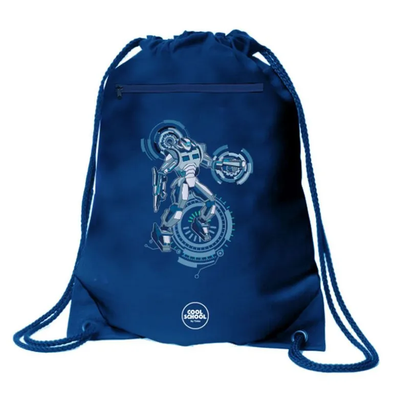 Tinka Cool School Gymbag 34x45cm - Blå Cyber Robot